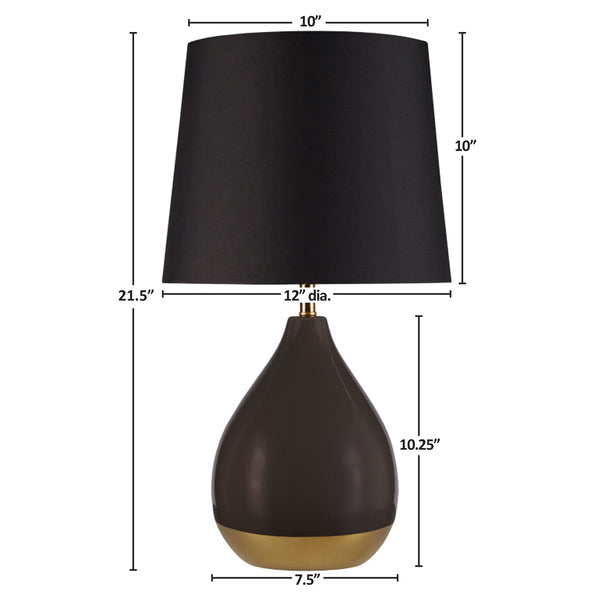 English Elm 2-Tone Ceramic Table Lamp Set of 2 with Elegant Silvery Accents, Modern White Ceramic Bases, 21.5"H Black+Gold 19.1 L x 15.35 W x 15.35 H B035P264516
