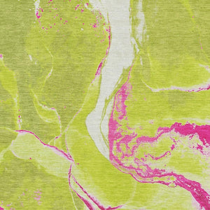 HomeRoots 8' x 10' Vibrant Abstract Area Rug in Lime Green, Pink & Ivory - Washable, UV-Protected & Durable Design 678944