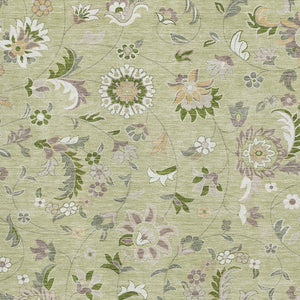 HomeRoots 8' X 10' Washable Floral Area Rug in Artichoke Green, Taupe, Ivory – Durable, UV Protected & Stylish 678950