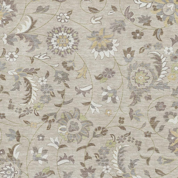 HomeRoots 5' X 8' Floral Washable Area Rug in Beige, Gray & Ivory – Durable, Stain Resistant & UV Protected! 678954