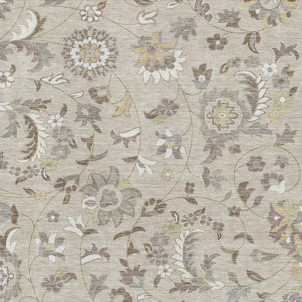 HomeRoots 10' Transitional Floral Area Rug in Beige, Gray & Ivory - Durable, Stain-Resistant with UV Protection 678958