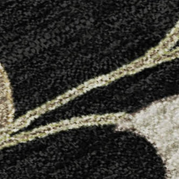 HomeRoots 9' X 12' Black Ivory Beige Floral Washable Area Rug - UV Protected, Durable & Easy Care Solution! 678963