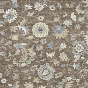 HomeRoots 5' X 8' Stylish Chocolate, Blue & Beige Floral Area Rug - Washable, UV Protected, Stain Resistant! 678966
