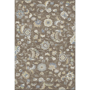 HomeRoots 9' X 12' Washable Floral Area Rug in Chocolate, Blue & Beige – Durable, UV-Protected, Pet-Friendly Design 678969