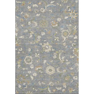 HomeRoots 9' X 12' Gray Copper & Blue Floral Area Rug - Washable, Durable, UV-Protected for Busy Homes 678975