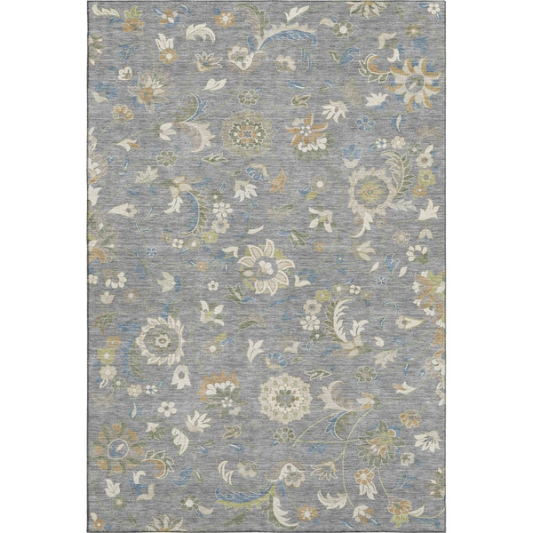 HomeRoots 9' X 12' Gray Copper & Blue Floral Area Rug - Washable, Durable, UV-Protected for Busy Homes 678975