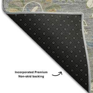 HomeRoots 9' X 12' Gray Copper & Blue Floral Area Rug - Washable, Durable, UV-Protected for Busy Homes 678975
