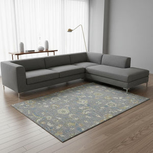 HomeRoots 10' X 14' Gray Copper Floral Area Rug - Washable, UV Protected, Durable for Family Spaces & Style 678976