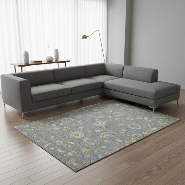 HomeRoots 10' X 14' Gray Copper Floral Area Rug - Washable, UV Protected, Durable for Family Spaces & Style 678976