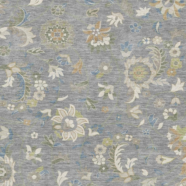 HomeRoots 10' X 14' Gray Copper Floral Area Rug - Washable, UV Protected, Durable for Family Spaces & Style 678976