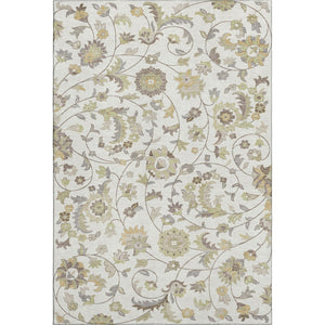 HomeRoots 5' X 8' Washable Ivory Floral Area Rug with Copper Gray Design, UV Protection & Stain Resistance 678978