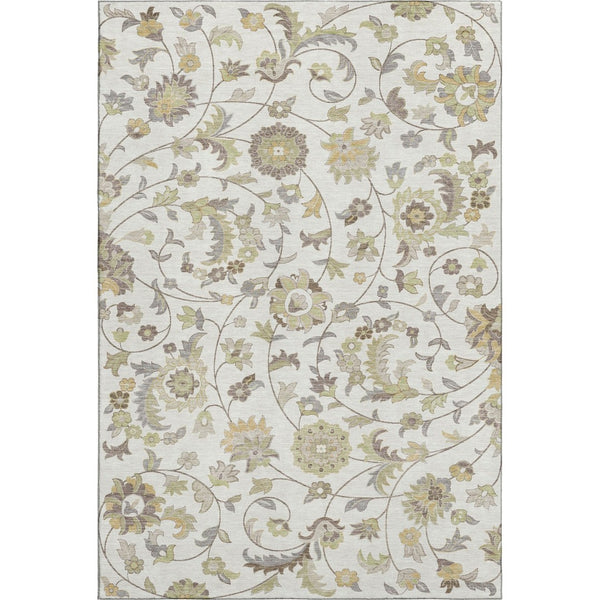 HomeRoots 5' X 8' Washable Ivory Floral Area Rug with Copper Gray Design, UV Protection & Stain Resistance 678978