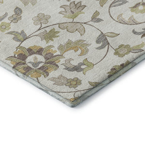 HomeRoots 5' X 8' Washable Ivory Floral Area Rug with Copper Gray Design, UV Protection & Stain Resistance 678978