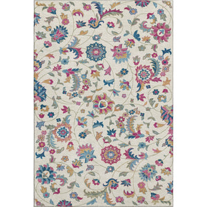 HomeRoots 8' X 10' Floral Pink and Blue Washable Area Rug – Durable, UV-Protected, Stain-Resistant Beauty! 678986