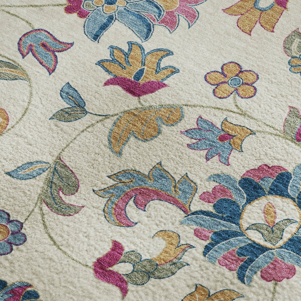 HomeRoots 8' X 10' Floral Pink and Blue Washable Area Rug – Durable, UV-Protected, Stain-Resistant Beauty! 678986