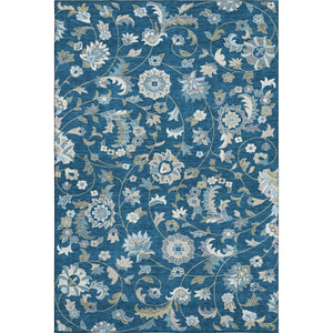 HomeRoots 5' X 8' Navy Blue Ivory Floral Area Rug - Washable, Durable, UV-Protected, Perfect for Homes 678990