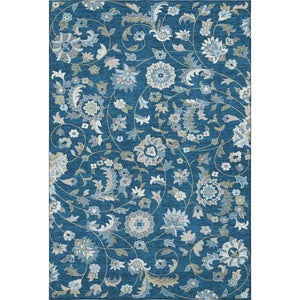 HomeRoots 8' X 10' Navy Blue Floral Washable Area Rug - Elegant, Stain Resistant & UV Protected for High-Traffic Spaces 678992