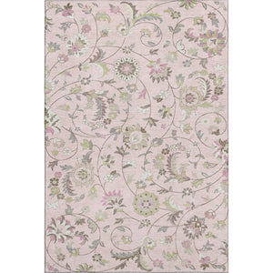 HomeRoots 8' X 10' Floral Area Rug in Pink, Ivory & Gray - Washable, UV-Protected, Stain-Resistant Design! 678998