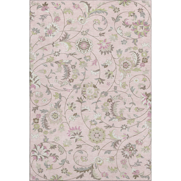 HomeRoots 8' X 10' Floral Area Rug in Pink, Ivory & Gray - Washable, UV-Protected, Stain-Resistant Design! 678998