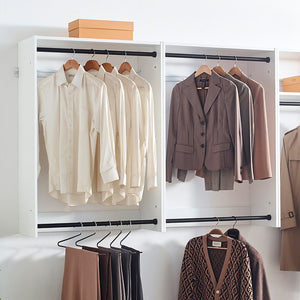 English Elm Devi White Wall Mounted Wood Closet System — Durable Melamine Oak Finish, Modular Storage, Easy Assembly, Heavy-Duty Brackets B040S00110