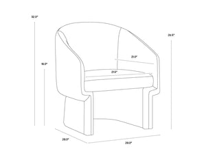Sunpan LAURYN Lounge Chair in Meg Rust - Modern Barrelback Design for Stylish Comfort in Any Space 109755V