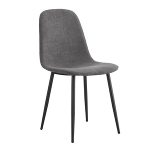 English Elm Comfortable Linen-Cotton Dining Chairs Set of 6 in Dark Gray — Ergonomic Rounded Back, Black Metal Legs, Breathable Fabric W1512P395050