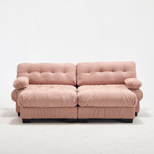 English Elm U Shaped Modular Sectional Sofa Flannelette Cloud Couch Deep Seat Plush Living Room Pink W2120S00028