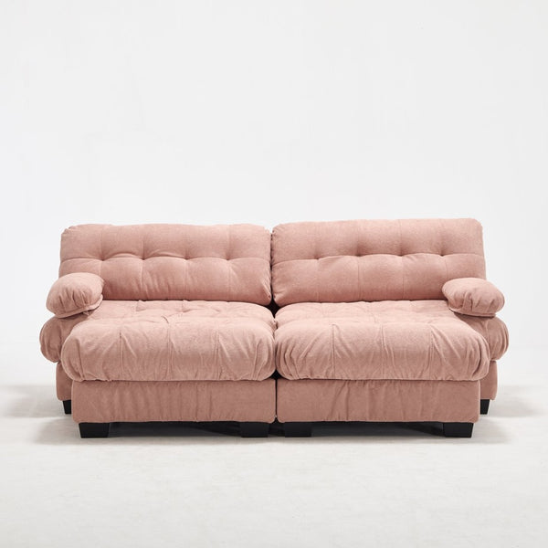 English Elm U Shaped Modular Sectional Sofa Flannelette Cloud Couch Deep Seat Plush Living Room Pink W2120S00028