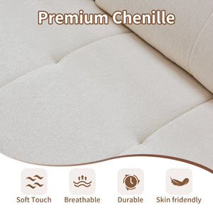 English Elm Premium Chenille High-back Sofa Solid Hardwood Frame Ergonomic Seat for Spacious Living Beige W1765S00137