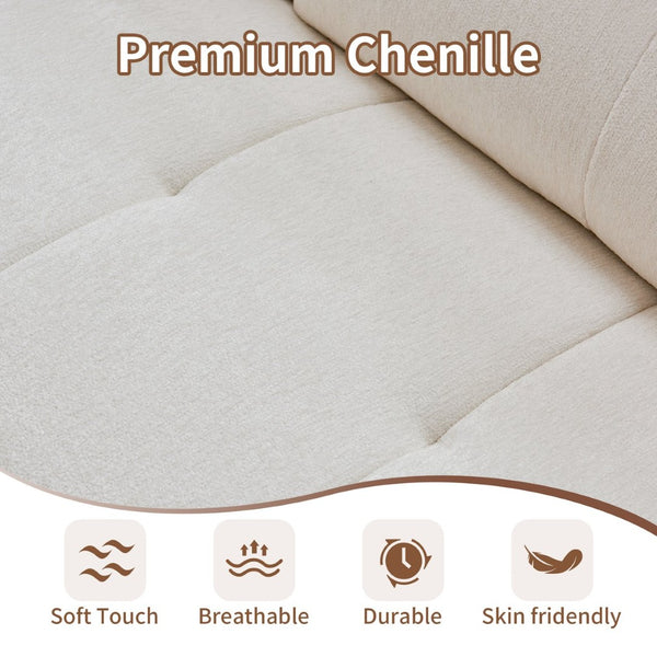 English Elm Premium Chenille High-back Sofa Solid Hardwood Frame Ergonomic Seat for Spacious Living Beige W1765S00137