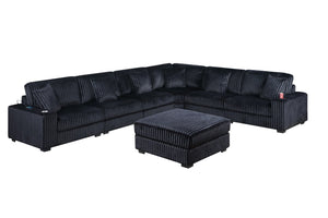 English Elm Contemporary Modular Sectional Sofa with Corduroy Upholstery Usb Port and Ottoman B011S02237