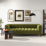 Ashcroft Furniture - Melissa Mid-Century Green Velvet Modern Sofa