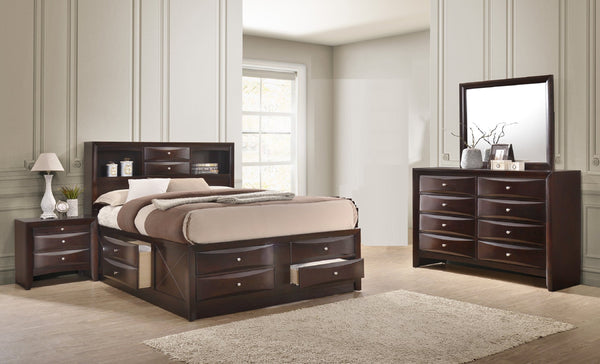 English Elm Dark Sleigh Bed Queen Size Elegant Louis Philippe Wooden Frame with Curved Headboard and Footboard, Classic Bedroom Centerpiece Cherry 32.2 L x 20.72 W x 16.7 H B2741S00609