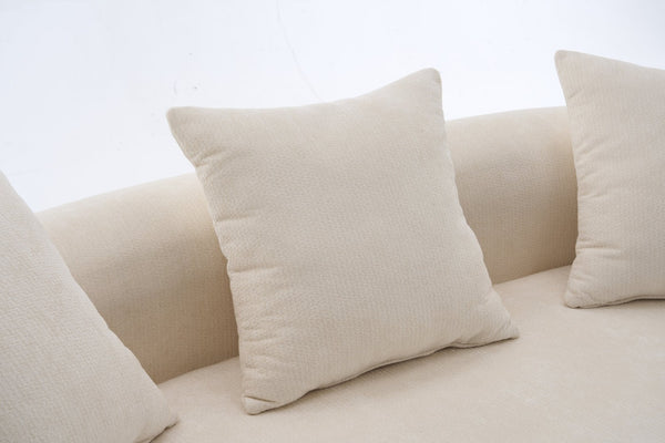English Elm Crescent-shaped Chenille Loveseat Low Profile Curved Sofa for Modern Living Rooms White W5188P450354