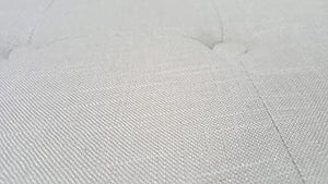 English Elm Linen Small Accent Bench with Tufted Seat and Nailhead Trim, Wood X-Leg Entryway Seating, Stylish Gray 20 L x 19 W x 7 H B011P357400