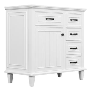English Elm 36 Inch Bathroom Vanity - Modern Ceramic Sink, Solid Wood Frame, Adjustable Storage & Soft-Close Doors N725P336554K