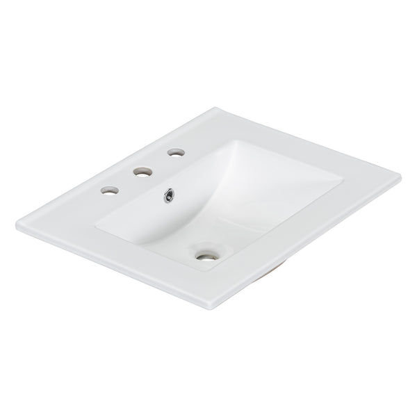 English Elm 30-Inch elegant bathroom vanity with ceramic basin, soft-close drawers, adjustable shelves, durable finish White N729P176237K