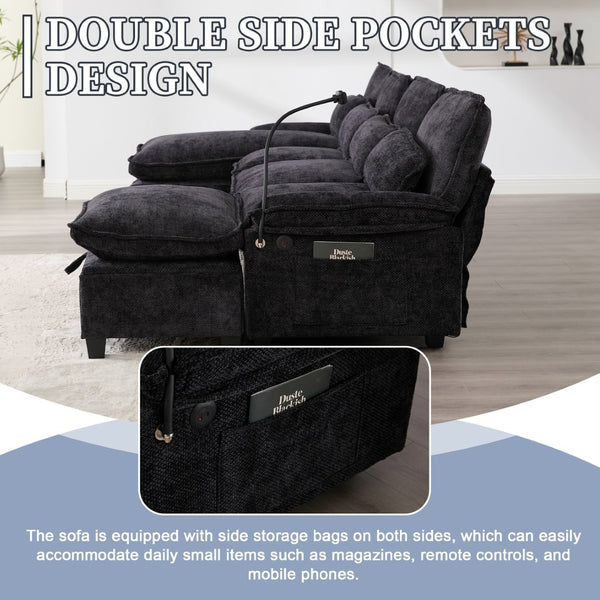 English Elm United U-Shape 106" Sectional Sofa - Cloud Couch With Usb Ports, Storage Ottoman & Comfy Pillows W1568S00229-GIGA