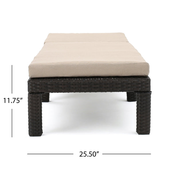 English Elm Christopher Knight Home® - PUERTA Chaise Lounge with Water-Repellent Beige Cushion, Dark Brown PE Rattan Frame, All-Season Comfort N775P247421B