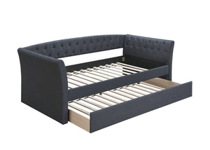 English Elm Contemporary Button Tufted Burlap Daybed with Slats for Guest Room or Studio B011S02041
