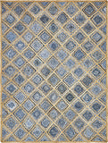 Unique Loom Braided Jute Bengal Hand Braided Geometric Rug Blue, Beige/Navy Blue 8' 0" x 10' 0"