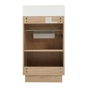 English Elm 18.5" Rustic Bathroom Vanity with Reversible Resin Sink, Wood Grain Melamine, Soft-Close Door, Adjustable Shelf N729P285512N