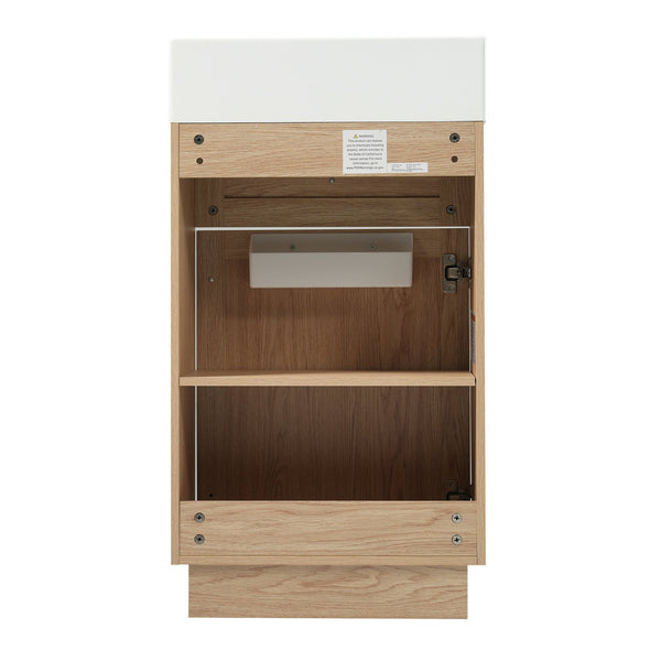 English Elm 18.5" Rustic Bathroom Vanity with Reversible Resin Sink, Wood Grain Melamine, Soft-Close Door, Adjustable Shelf N729P285512N