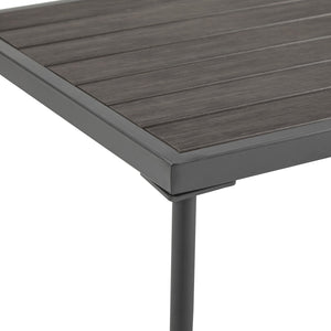 English Elm Christopher Knight Home® - 4-Pieces Outdoor Metal Patio Furniture Set with Deep-Seat Cushions, Teslin Rope, Wood-Look Tabletop, Rust-Resistant Frame Grey N780P2540701G