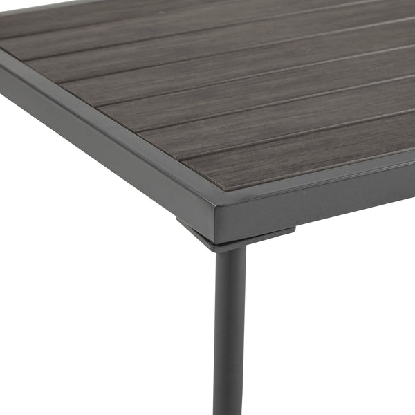 English Elm Christopher Knight Home® - 4-Pieces Outdoor Metal Patio Furniture Set with Deep-Seat Cushions, Teslin Rope, Wood-Look Tabletop, Rust-Resistant Frame Grey N780P2540701G