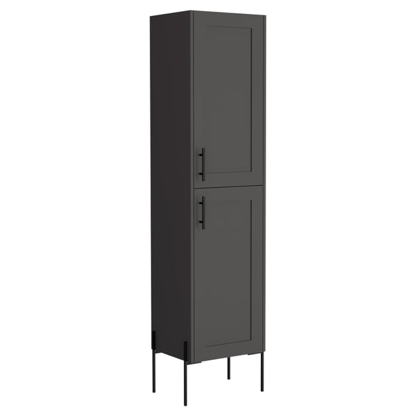 English Elm Linen Vertical Storage Cabinet 29.7"H with Four Open Shelves and Sturdy Legs for Compact Rooms Grey 68.5 L x 20.47 W x 4.72 H B097P250889