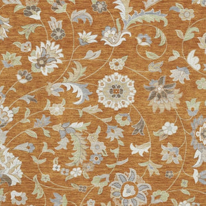 HomeRoots 5' X 8' Washable Floral Area Rug in Rust, Gray & Beige – Stain Resistant, UV Protected & Non-Slip! 679002