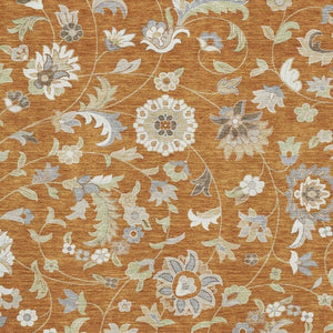 HomeRoots 8' X 10' Elegant Rust Gray & Beige Floral Area Rug - Washable, Stain Resistant, UV Protected Charm 679004