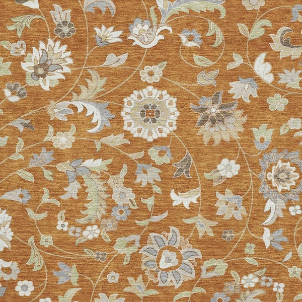 HomeRoots 8' X 10' Elegant Rust Gray & Beige Floral Area Rug - Washable, Stain Resistant, UV Protected Charm 679004