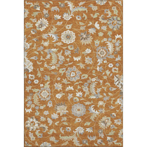 HomeRoots 9' X 12' Floral Area Rug in Rust, Gray & Beige - Washable, UV Protected, Durable & Stylish Decor Accent 679005